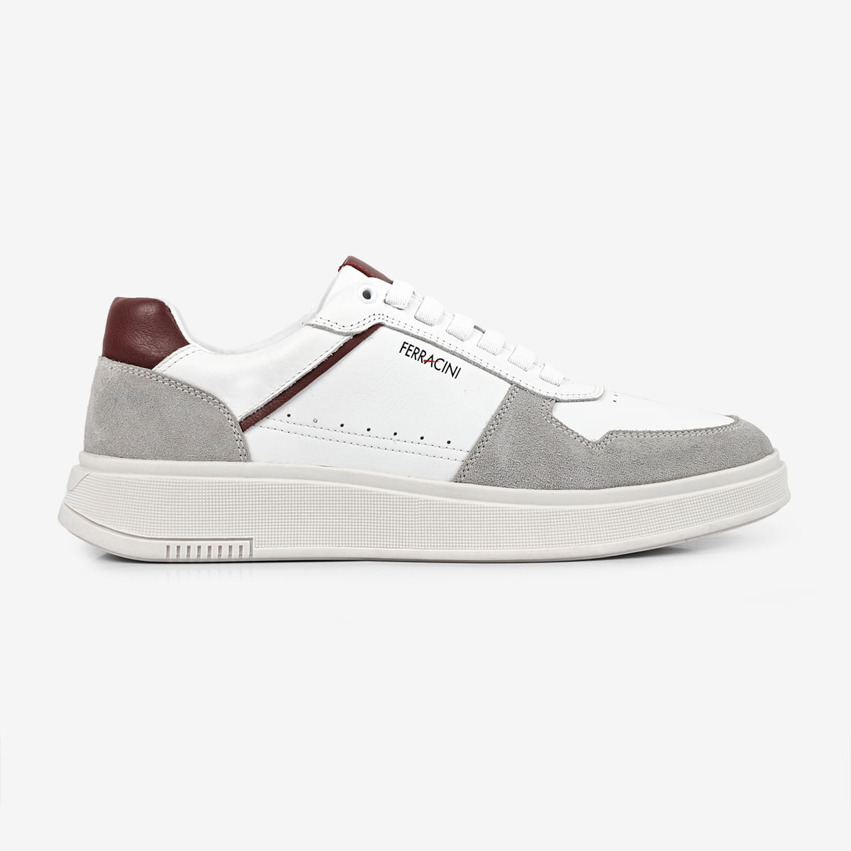 バロン Sneaker de Couro e Camurça Branco Logan | Ferracini - Ferracini