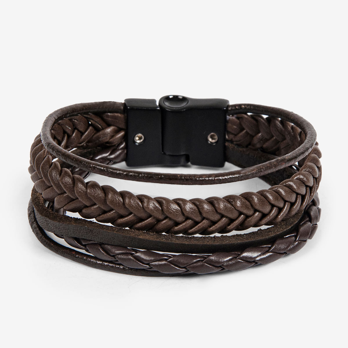 Pulseira Ferracini Trançada em Couro STL004B P