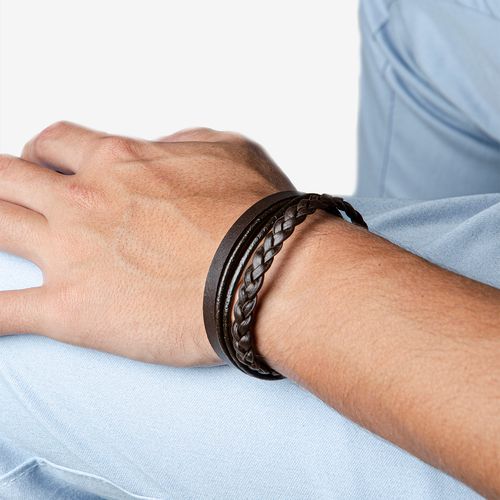 Pulseira Ferracini Trançada em Couro STL025B